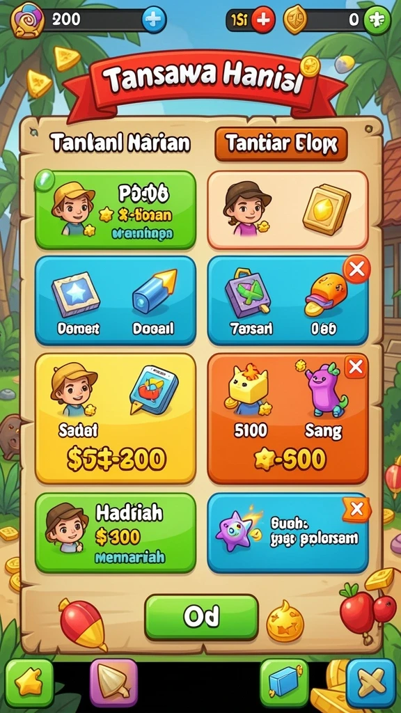 Screenshot menampilkan variasi permainan yang tersedia.